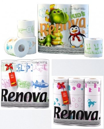 Детская туалетная бумага Renova Design Kids 9 рулонов